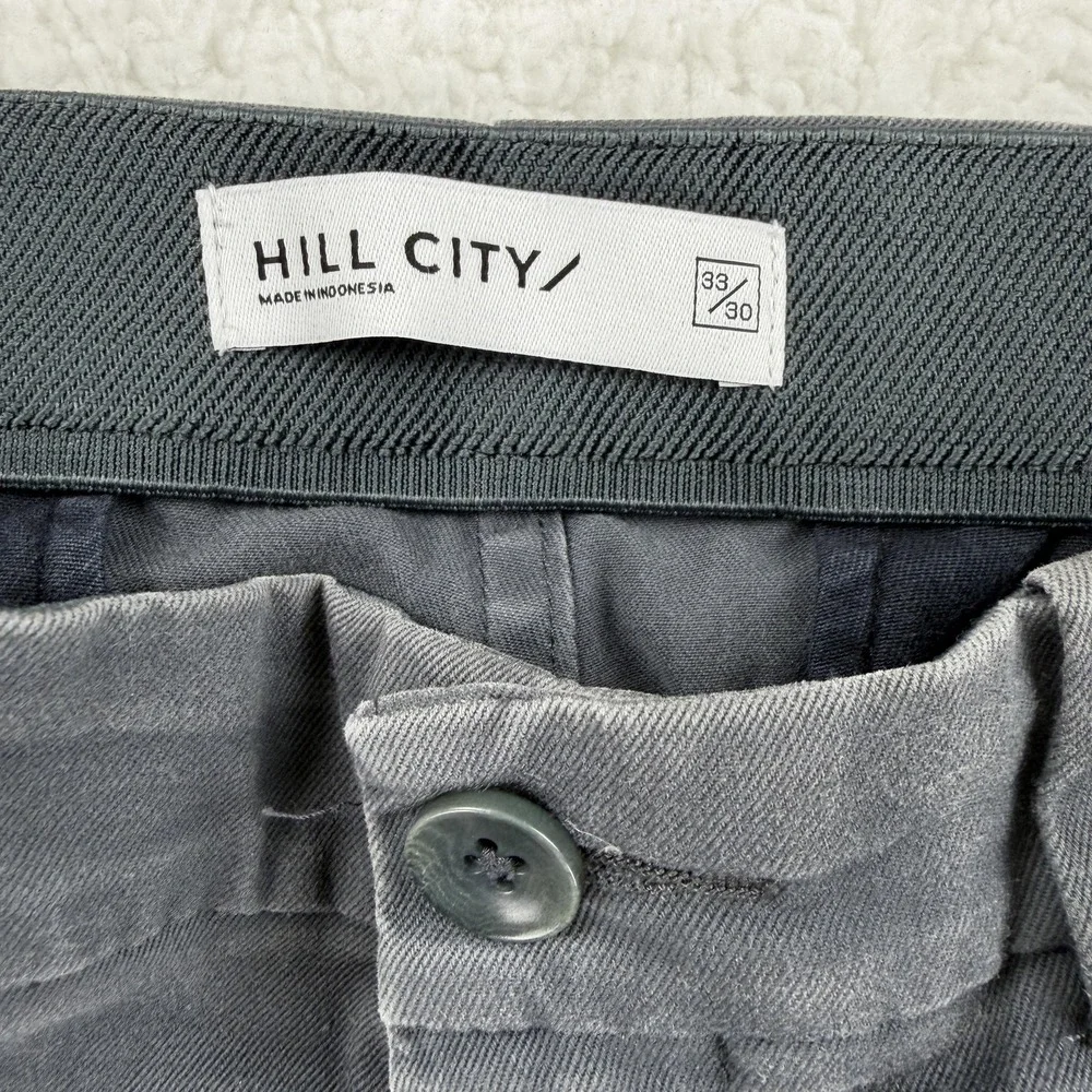 Hill City Everyday Pant Pants Mens 33x29 Gray Slim Chino‎ Stretch Quick Dry